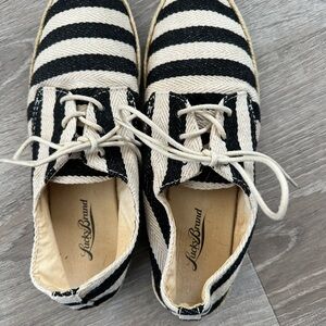 Lucky Brand Black and White Espadrilles with Striped Design